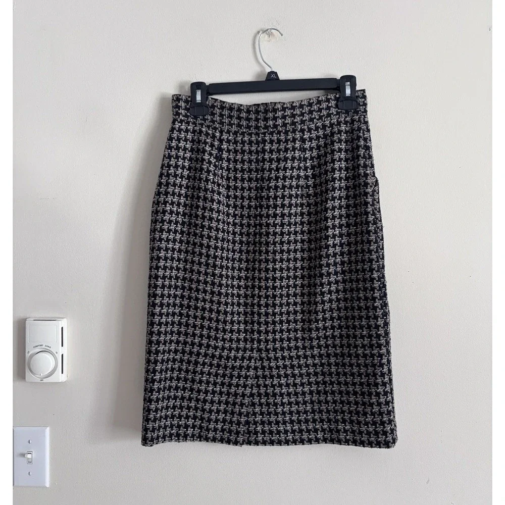 Vintage Diane von Furstenberg Tweed Pencil Skirt Womens 8 Medium Black Tan‎